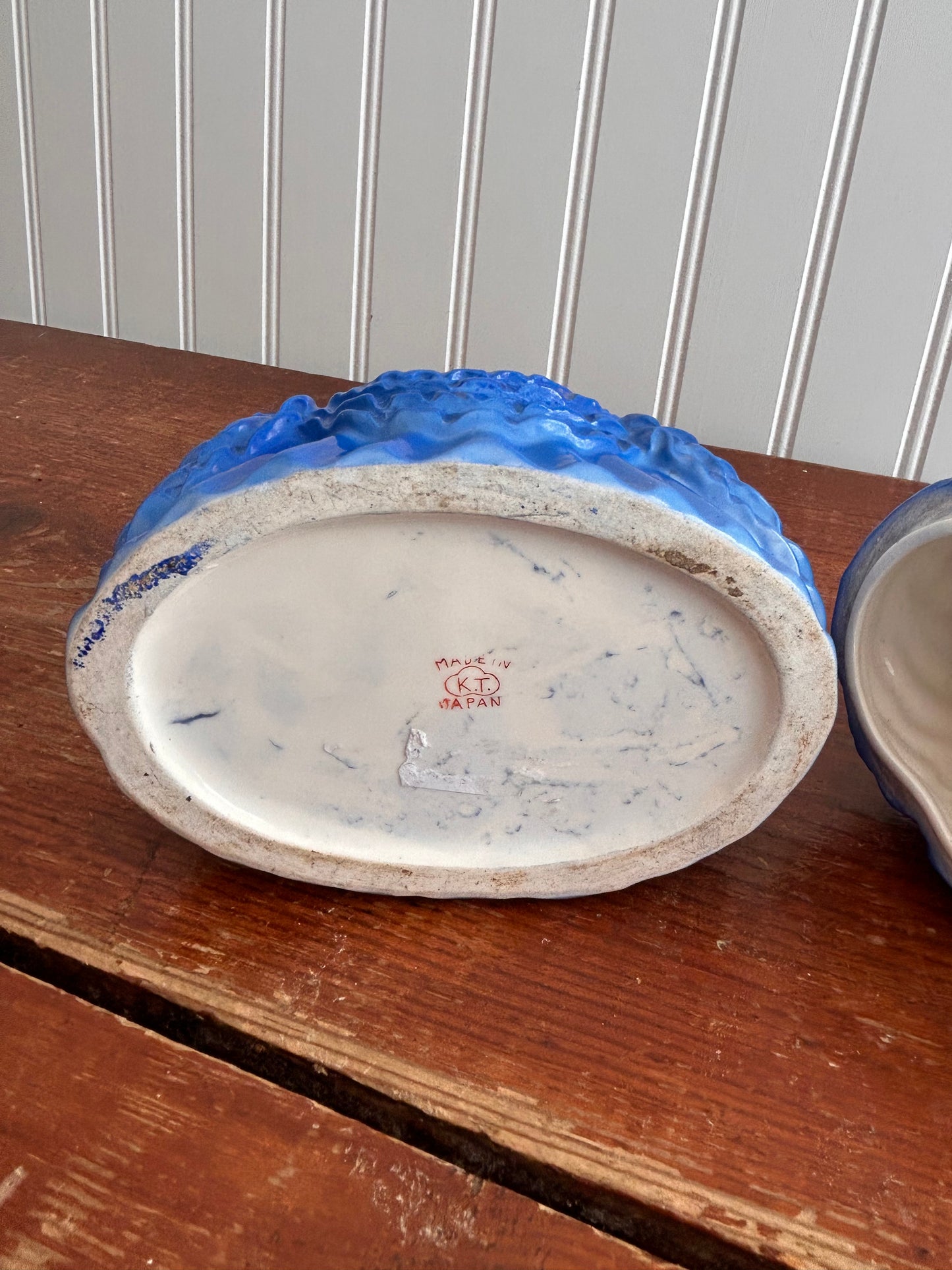 Vintage Blue Porcelain Lady Trinket Box | Made in Japan