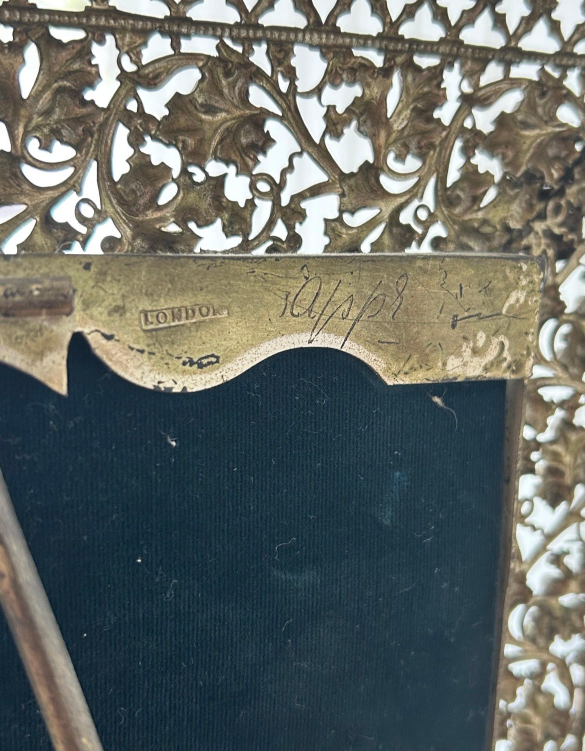 Antique K&S London Brass Filigree Mirror: Edwardian Vanity Decor