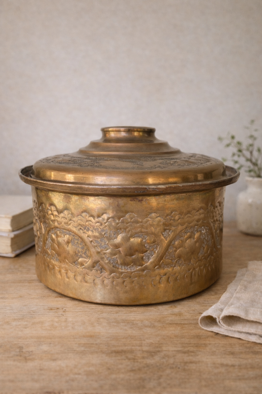 Vintage Tin-Lined Copper Pot with Lid
