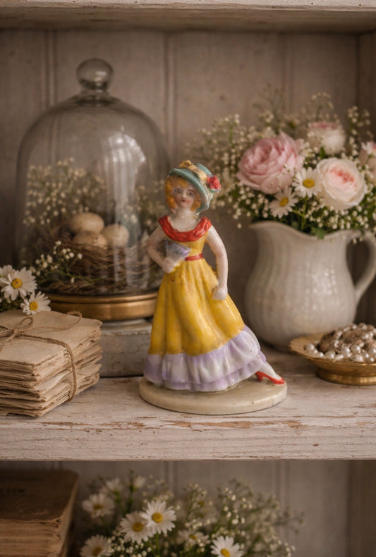 Vintage Made in Japan Porcelain Figurine | Lady in Yellow Dress