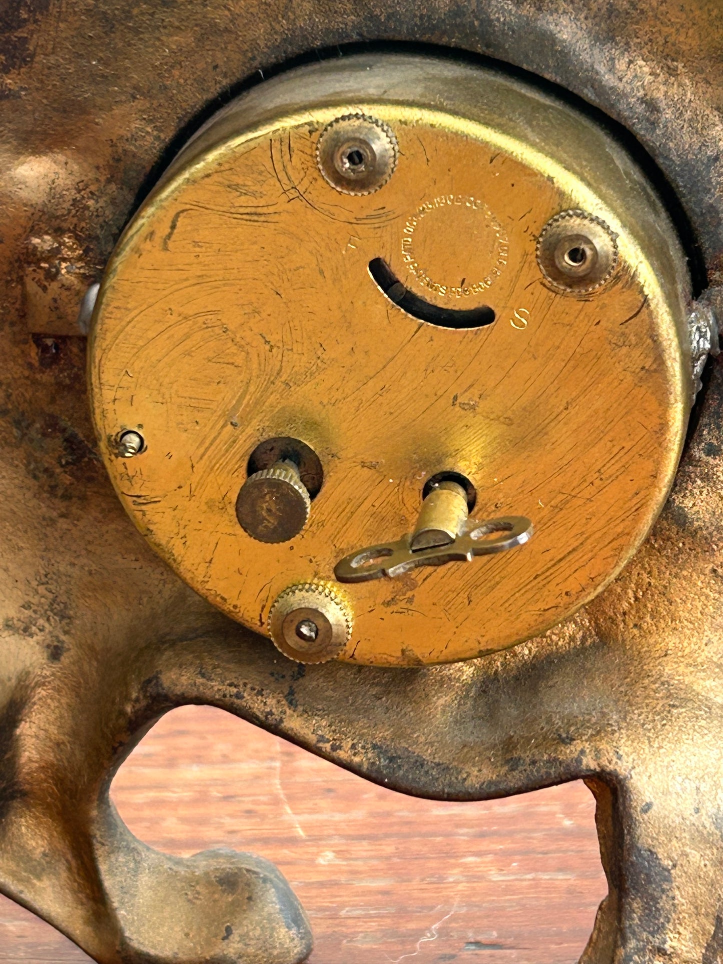 Antique Figural Brass Dog Clock | Wind-Up | Made in USA