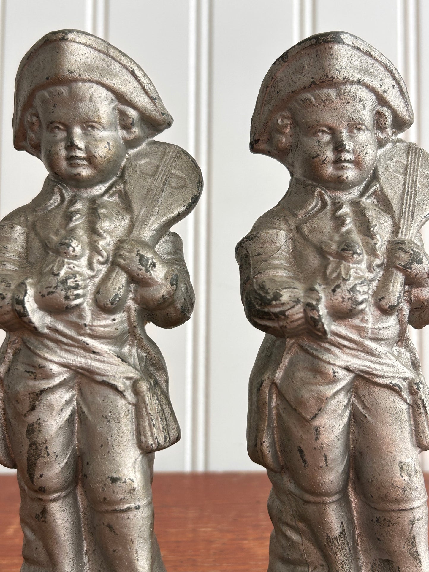 Vintage Metal Colonial Musician Figurines – Set of Two