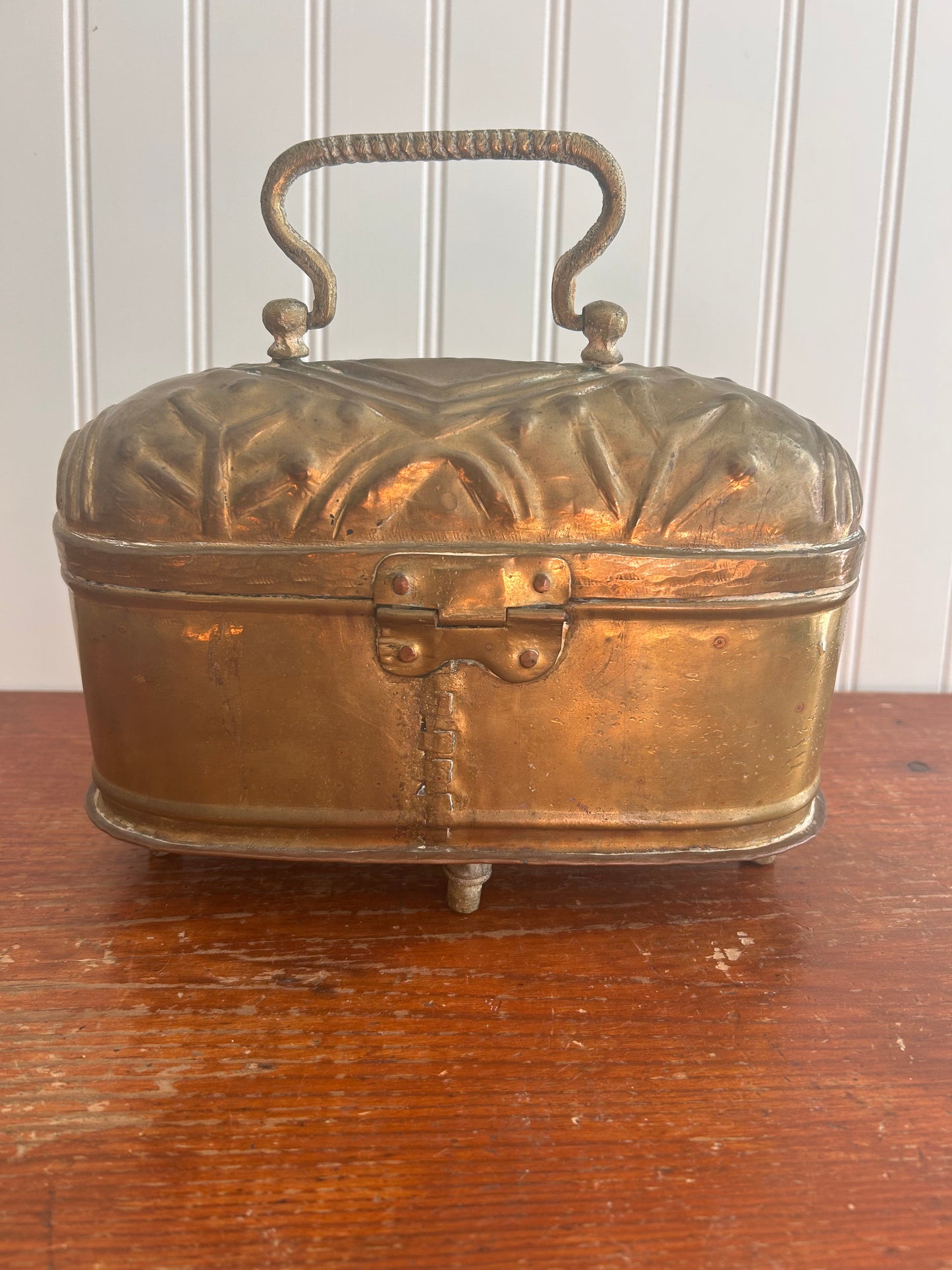 Antique Brass Cricket Box with Pierced Cross Motifs
Large Lidded Incense or Curio Box