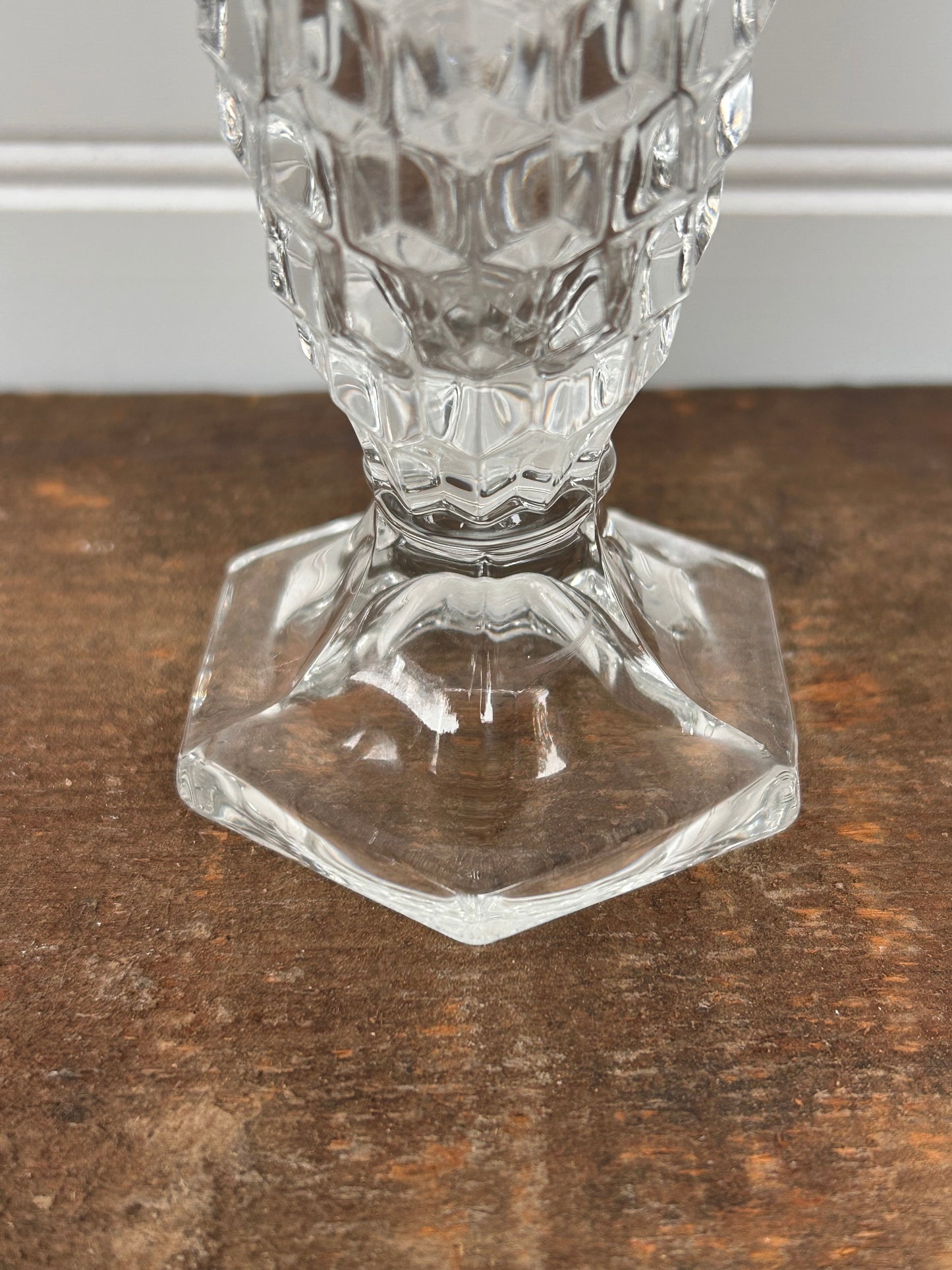 Vintage Astoria Glass Vase | Pressed Glass Floral Vase | 8.25” Tall