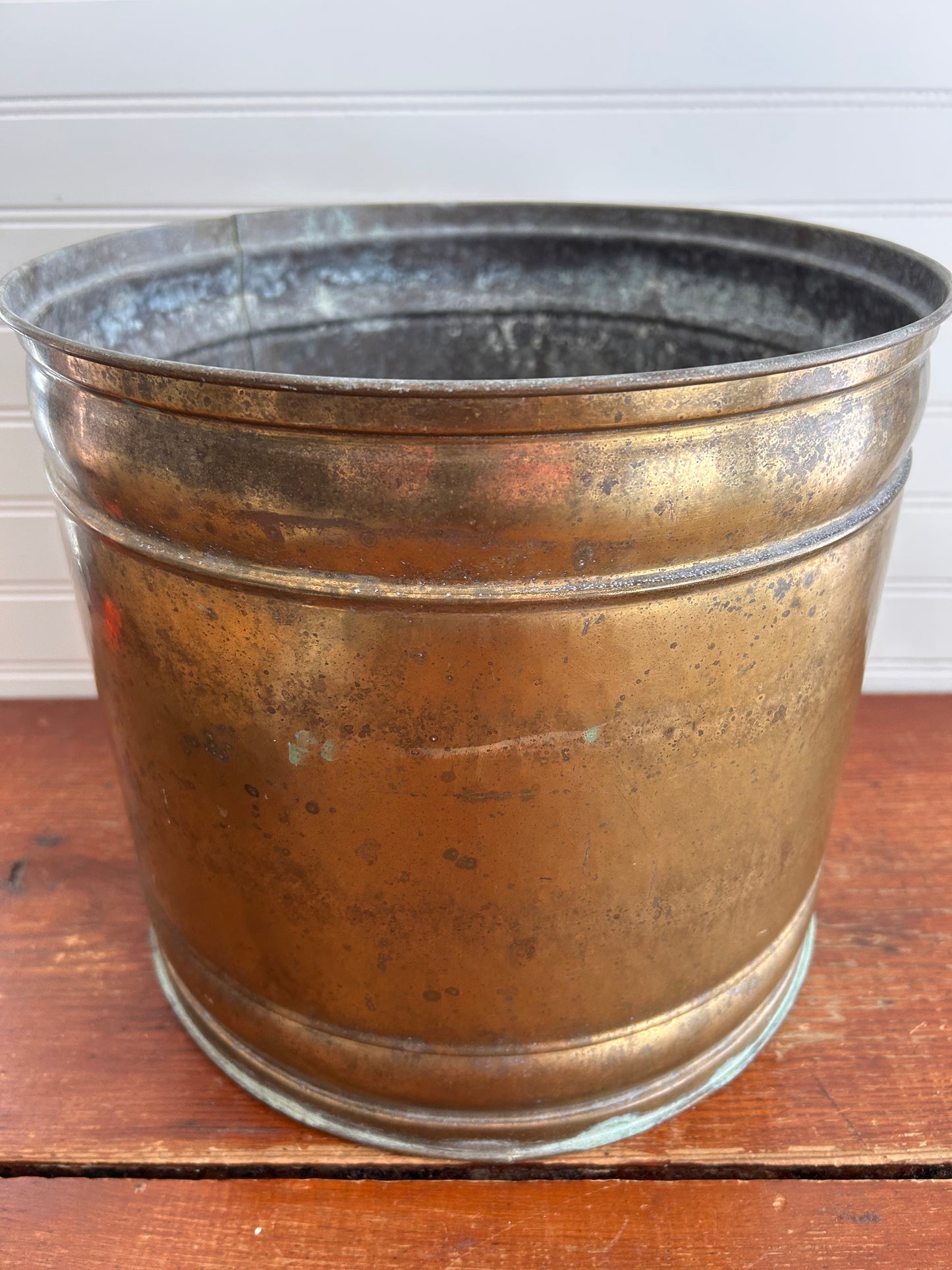 Vintage Brass Planter with Aged Patina – Large Brass Cachepot – Vintage Brass Plant Pot