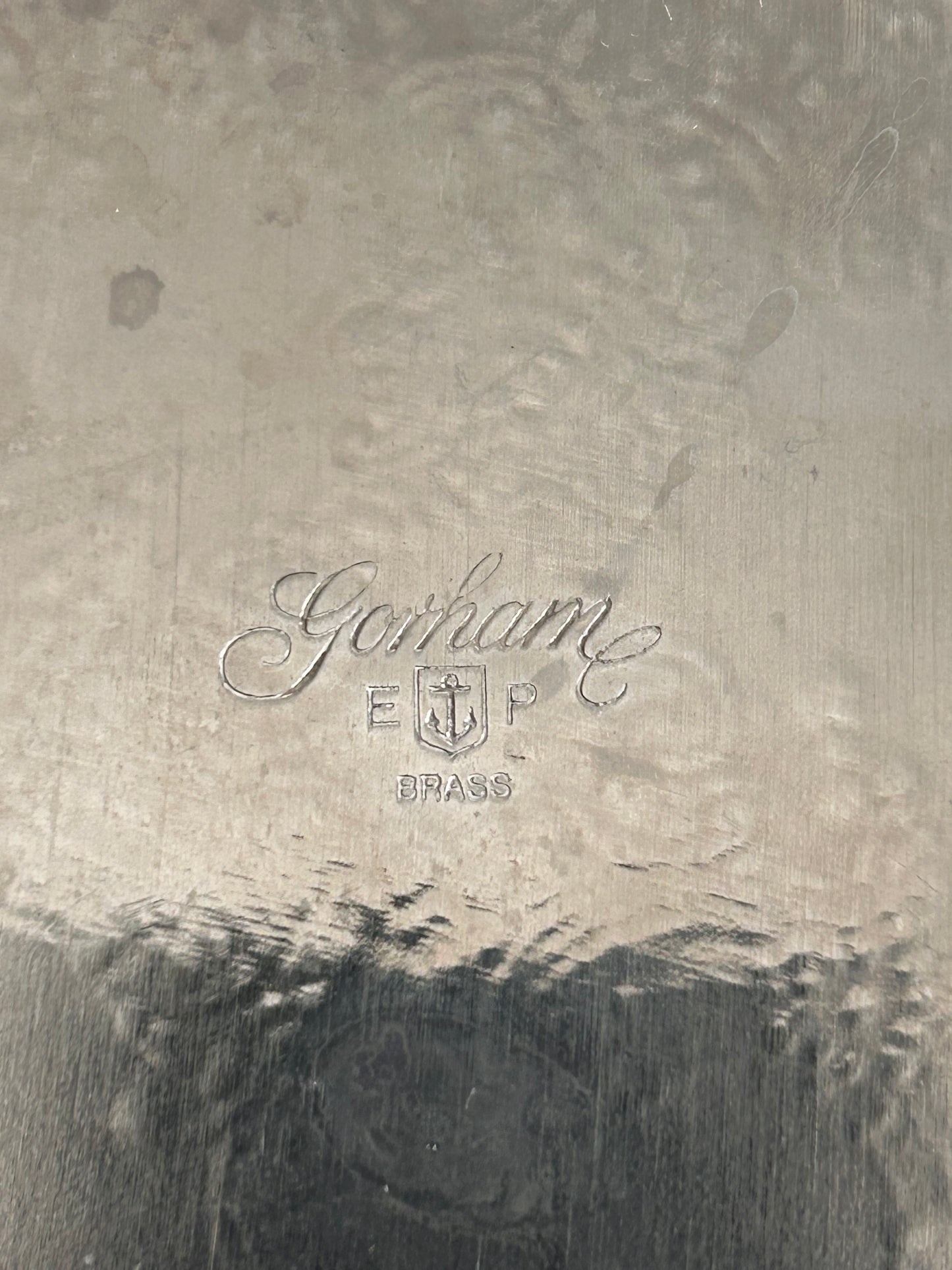 Antique Gorham Silver-Plated Vanity Tray | Ornate Floral Rim | 15.25” Vintage Brass Tray