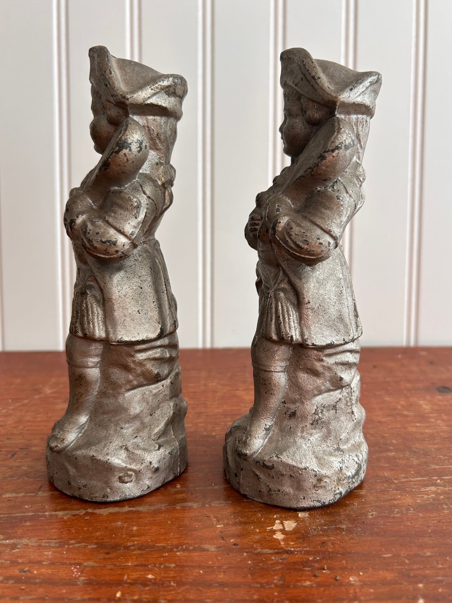 Vintage Metal Colonial Musician Figurines – Set of Two