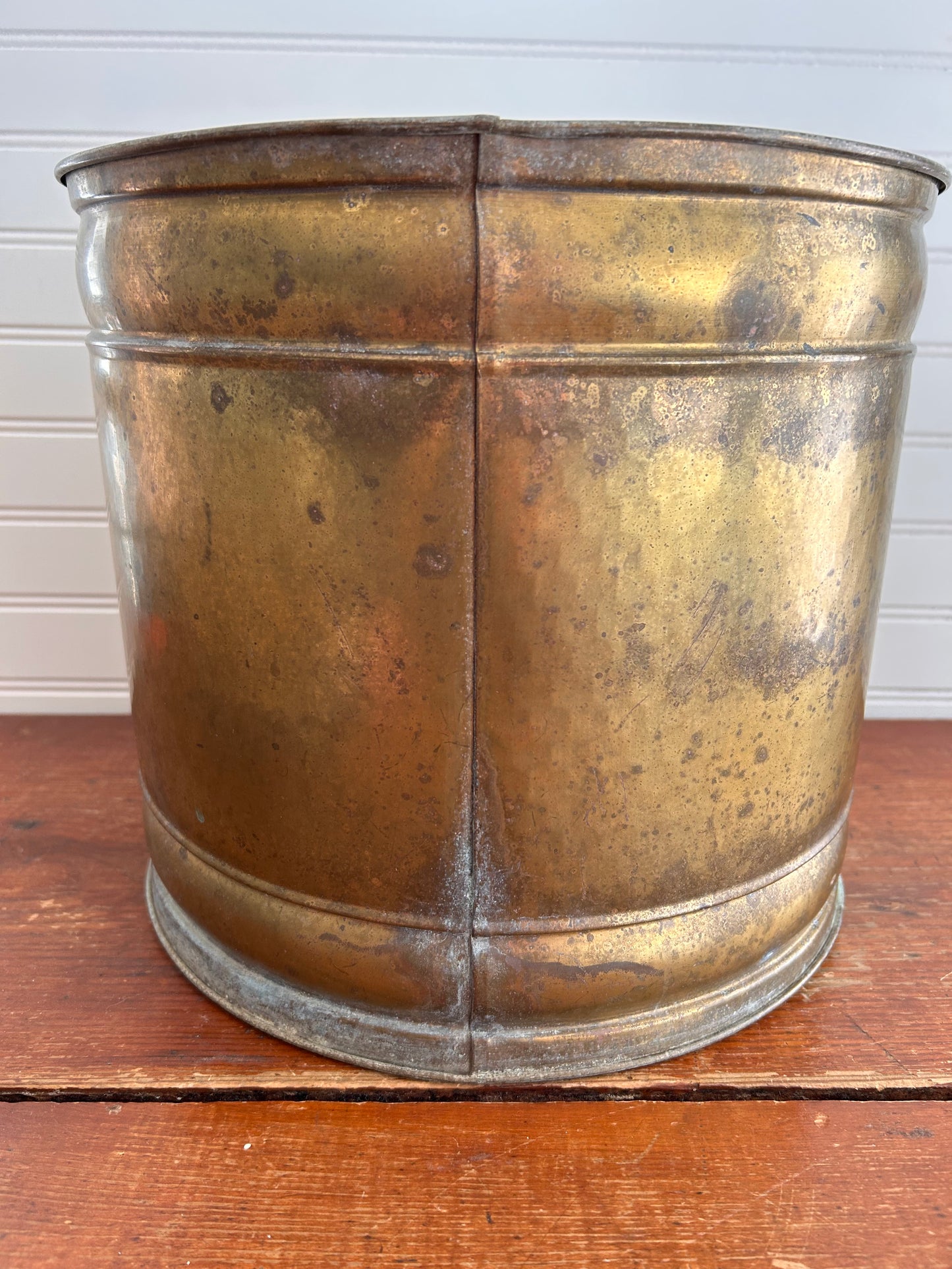 Vintage Brass Planter with Aged Patina – Large Brass Cachepot – Vintage Brass Plant Pot