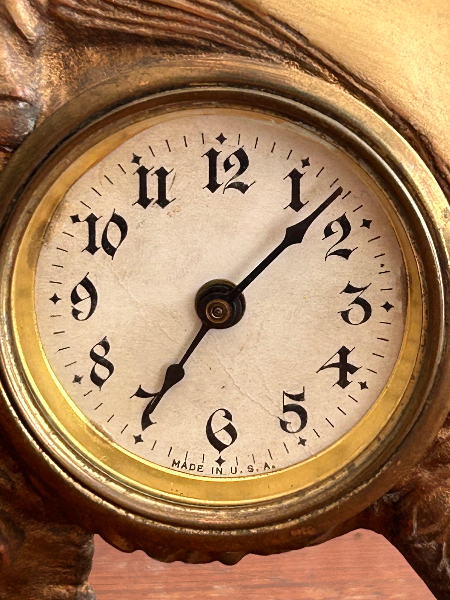 Antique Figural Brass Dog Clock | Wind-Up | Made in USA