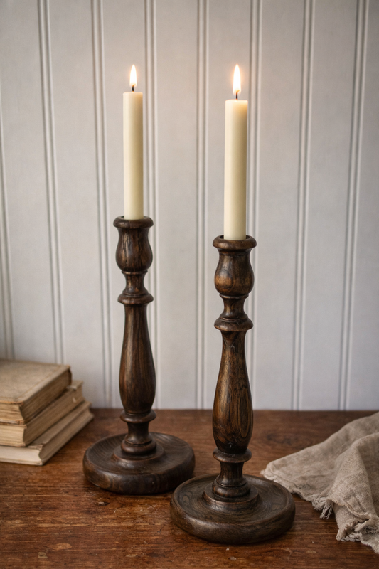 Heirloom Wooden Candlestick Holders Hand-Turned