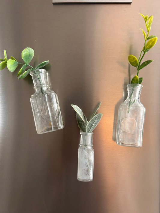 Antique Bottle Magnetic Vase Set | Set of 3