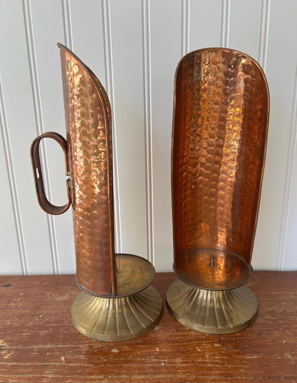 Vintage Hammered Copper & Brass Wall Sconces