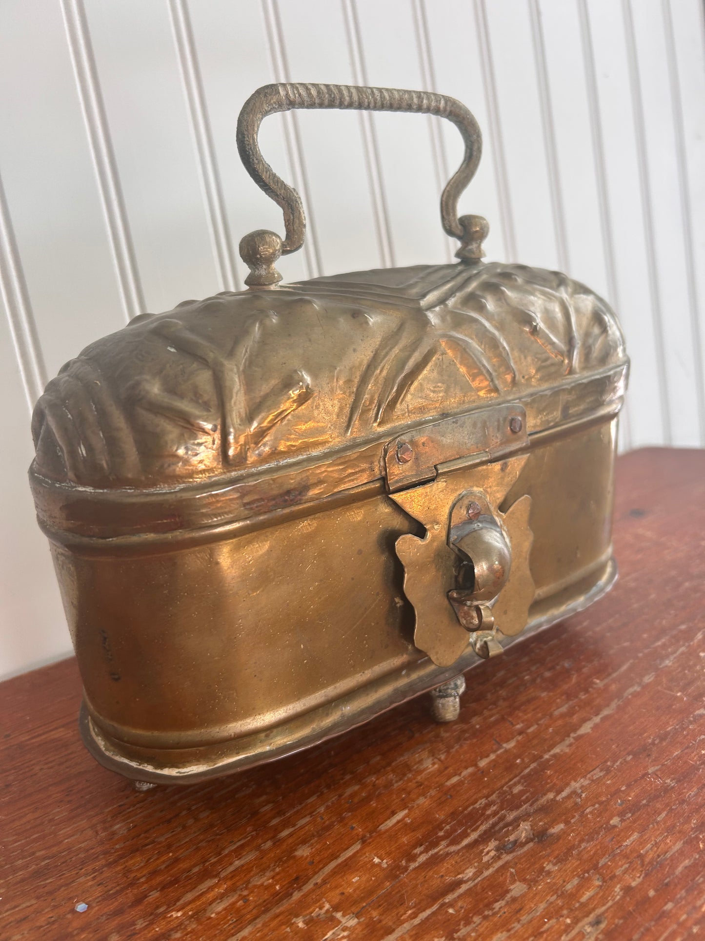 Antique Brass Cricket Box with Pierced Cross Motifs
Large Lidded Incense or Curio Box