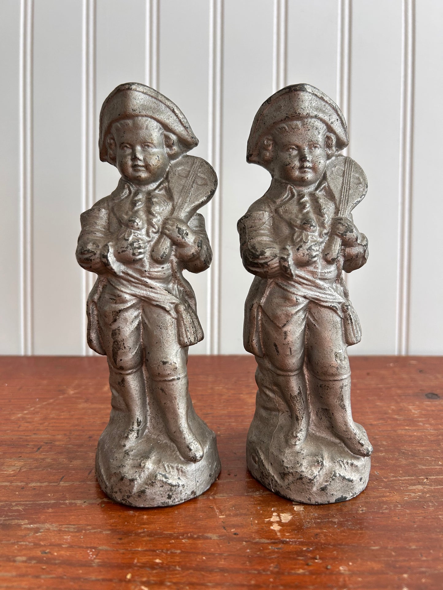 Vintage Metal Colonial Musician Figurines – Set of Two