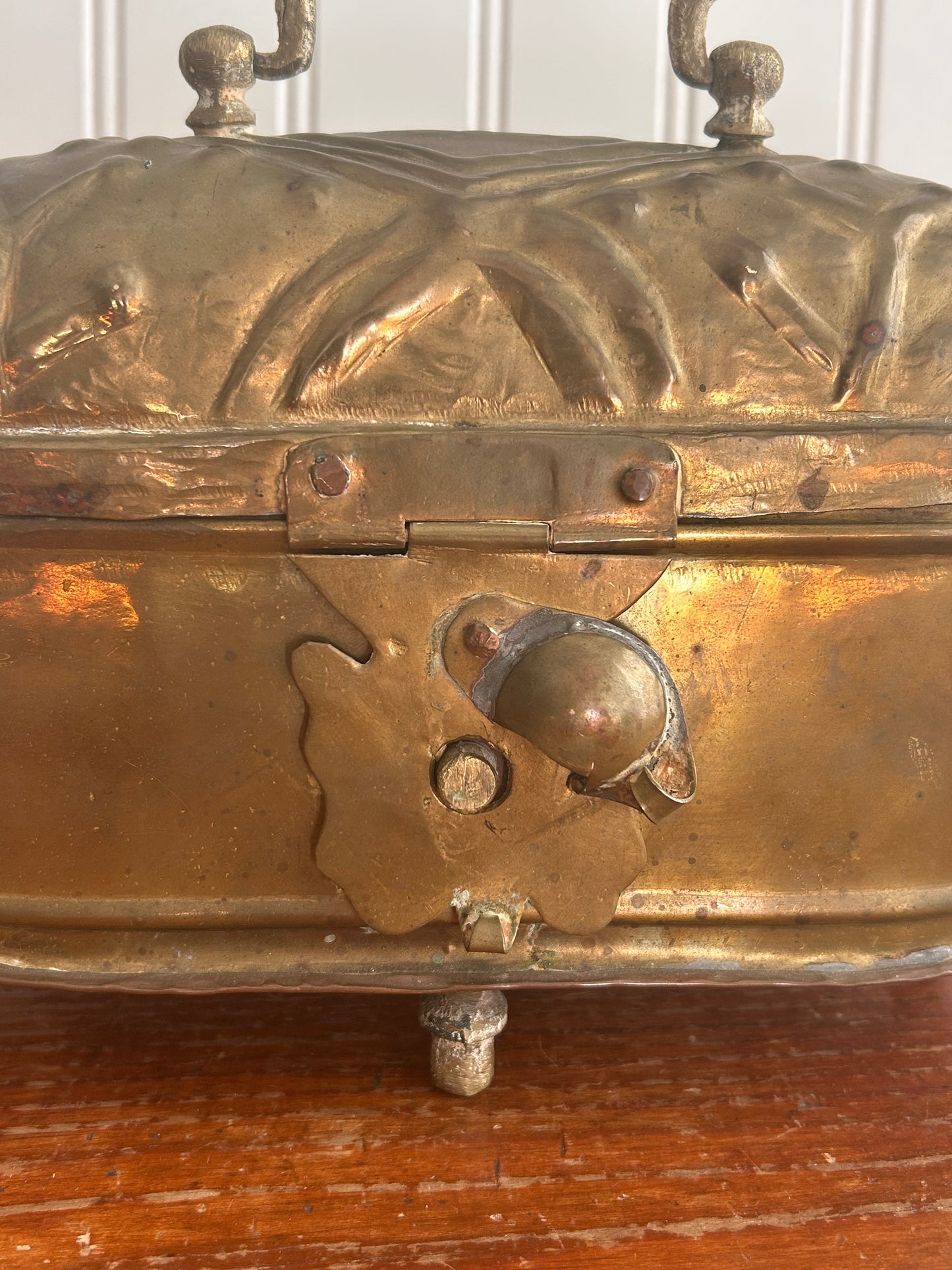Antique Brass Cricket Box with Pierced Cross Motifs
Large Lidded Incense or Curio Box