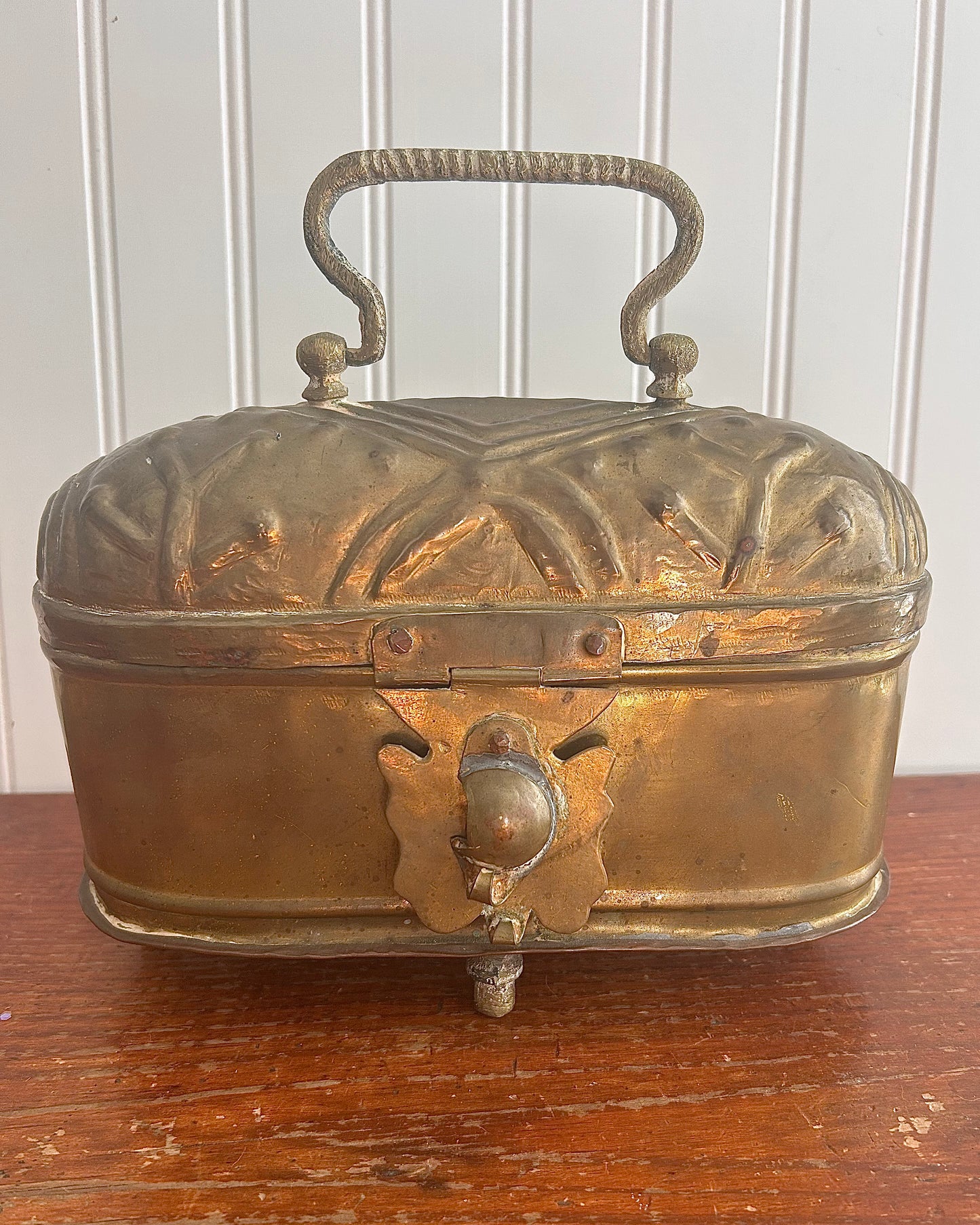 Antique Brass Cricket Box with Pierced Cross Motifs
Large Lidded Incense or Curio Box