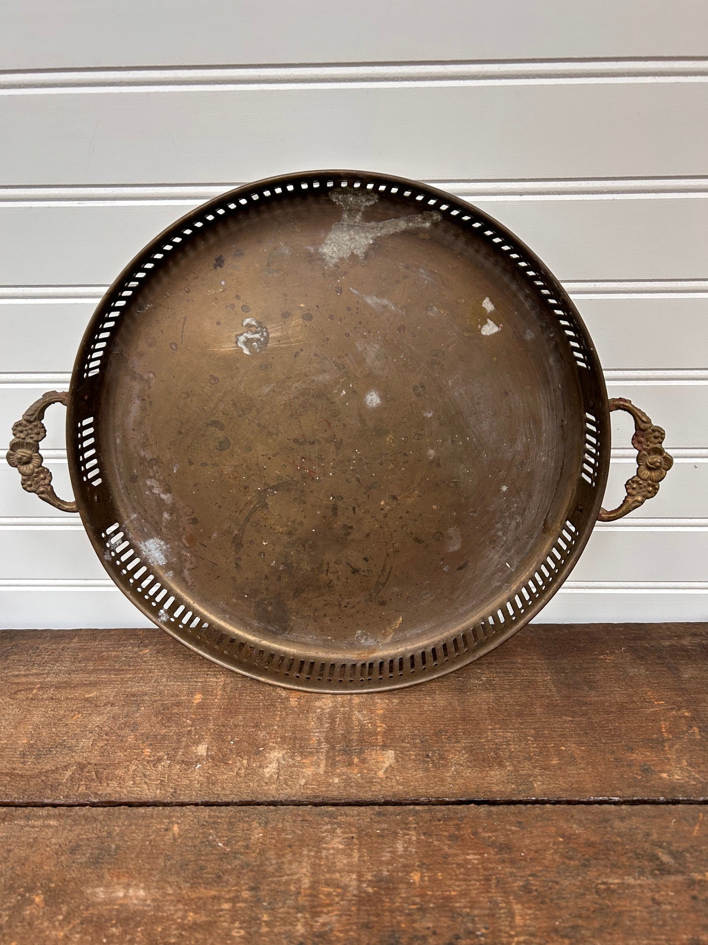 Vintage Round Brass Tray