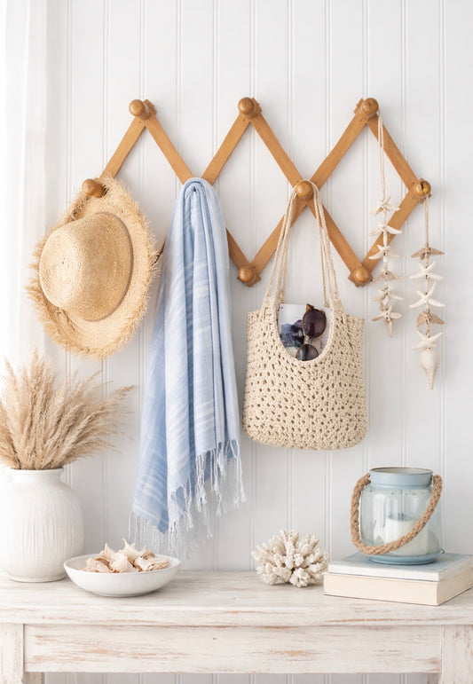 Vintage Wooden Accordion Peg Rack