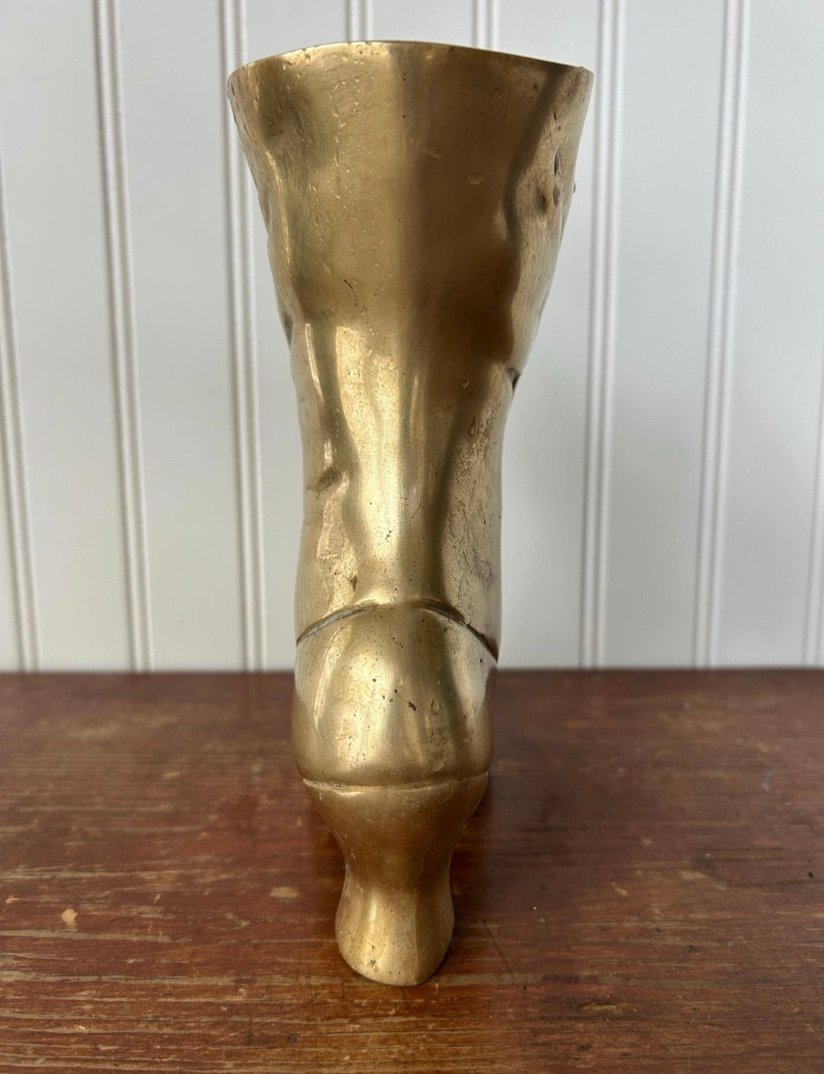 Vintage Solid Brass Victorian Boot Vase | Decorative Sculptural Vessel