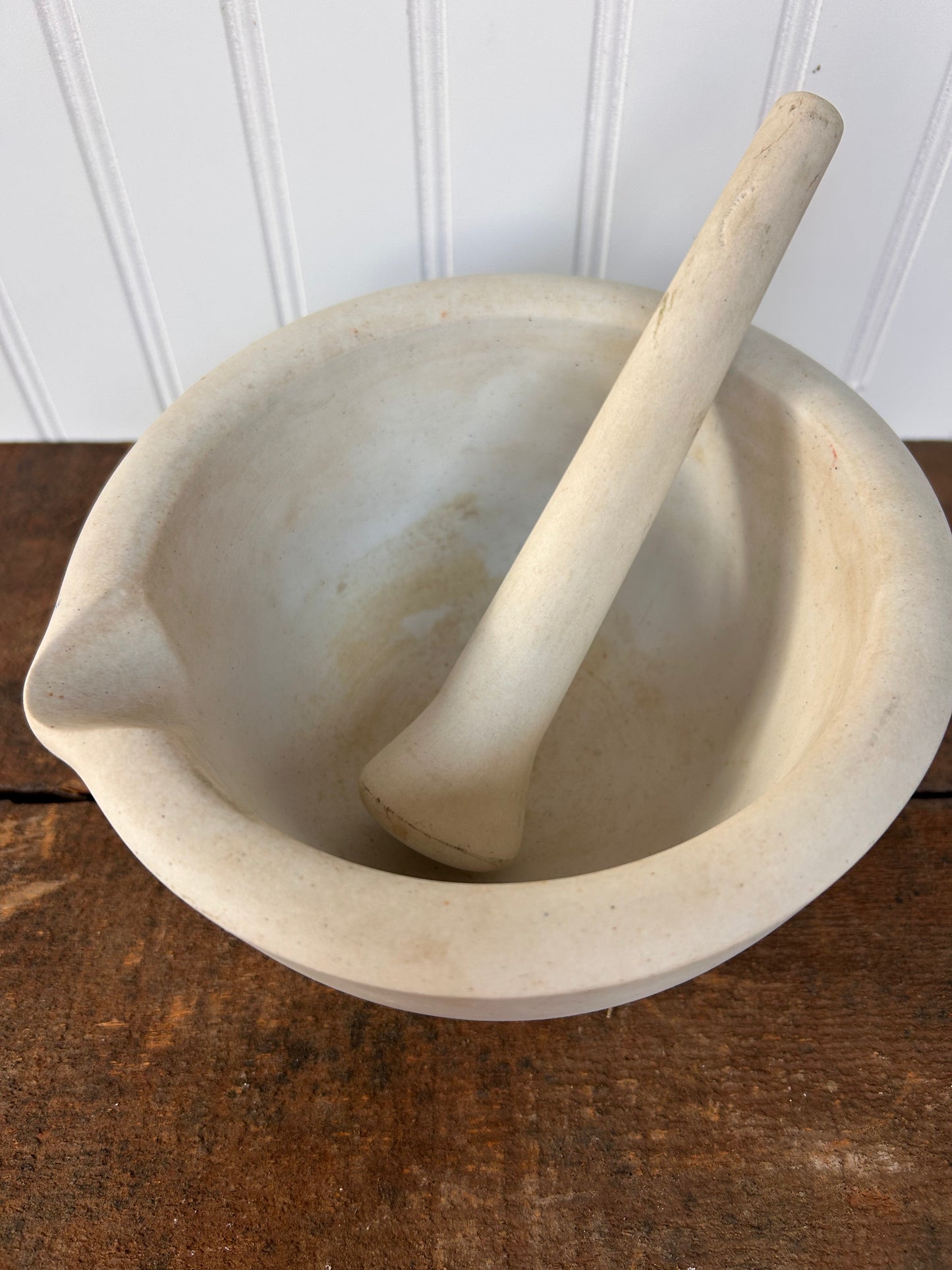 Antique Apothecary Mortar & Pestle - Thos.Maddock's Sons Co. Ironstone, Early 1900s