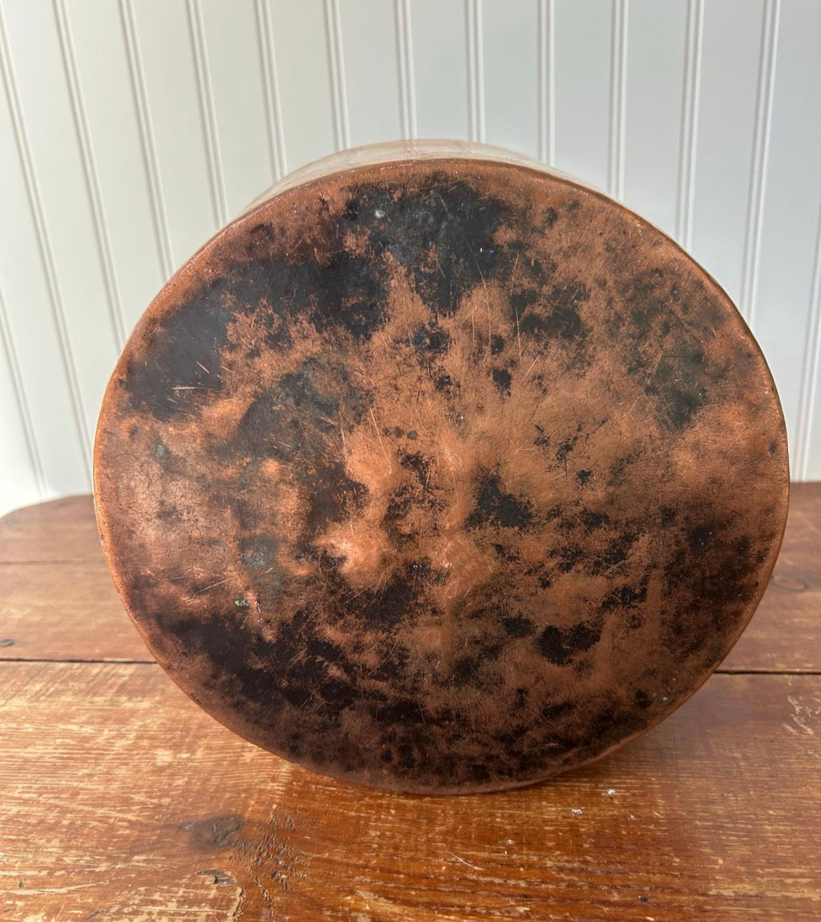 Antique Hand-Forged Copper Cauldron with Iron Handle