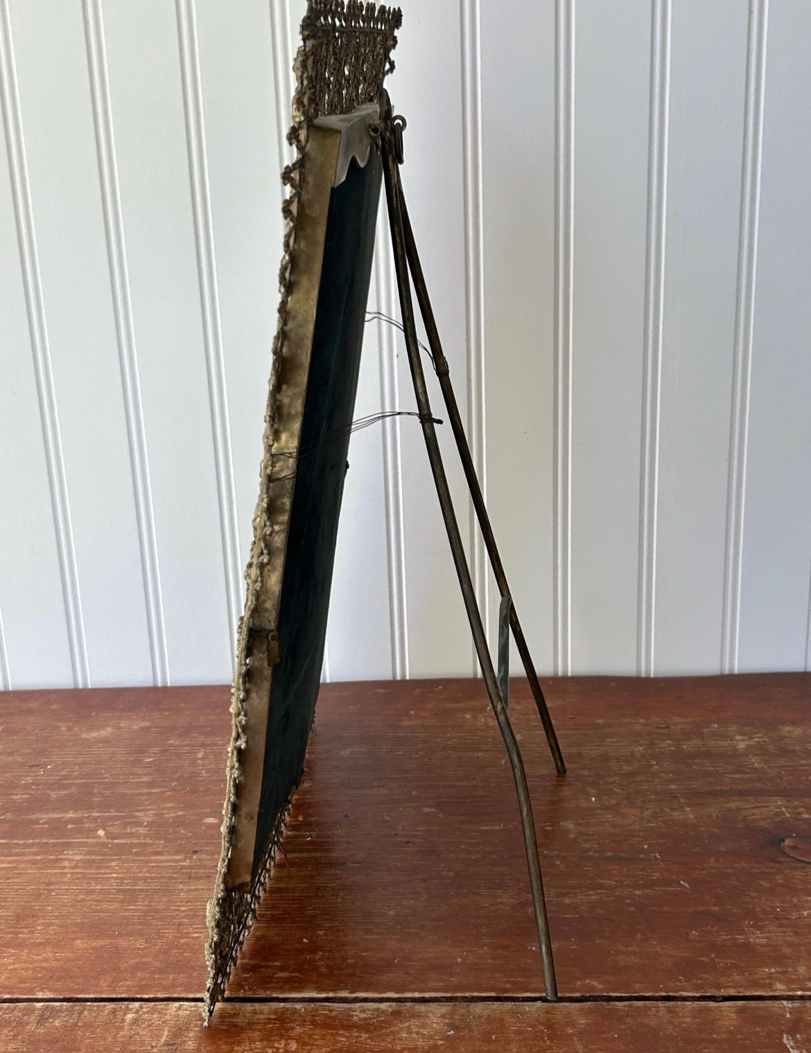 Antique K&S London Brass Filigree Mirror: Edwardian Vanity Decor