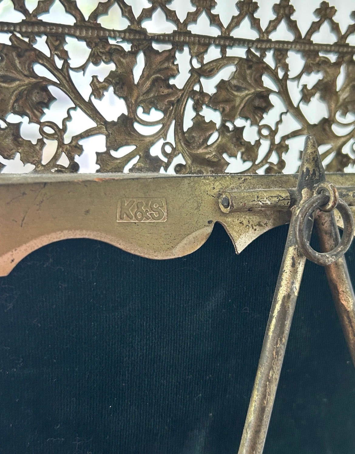 Antique K&S London Brass Filigree Mirror: Edwardian Vanity Decor